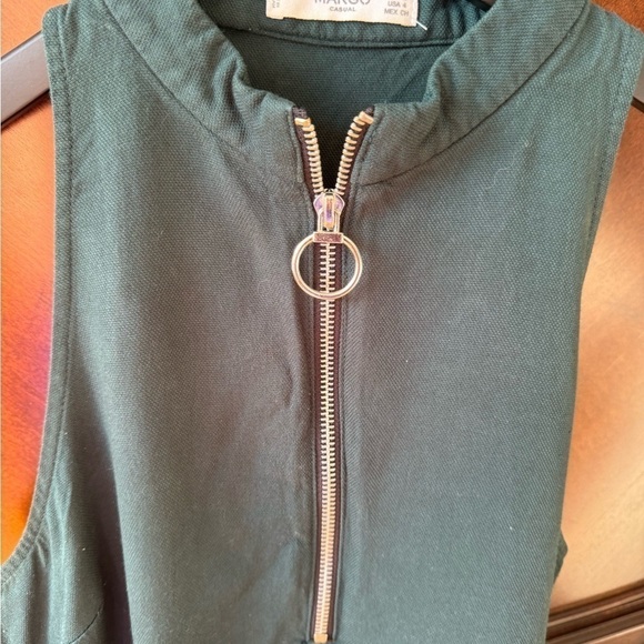 Dark emerald green Mango A line dress size S - Picture 5 of 7